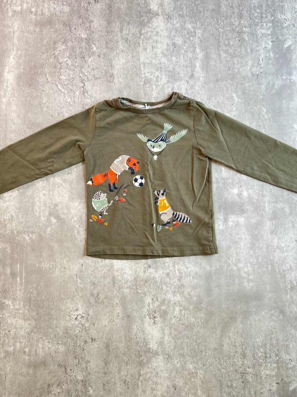 Tommy Bahama Shirt Toddlers Long Sleeve Olive Animal Soccer Game